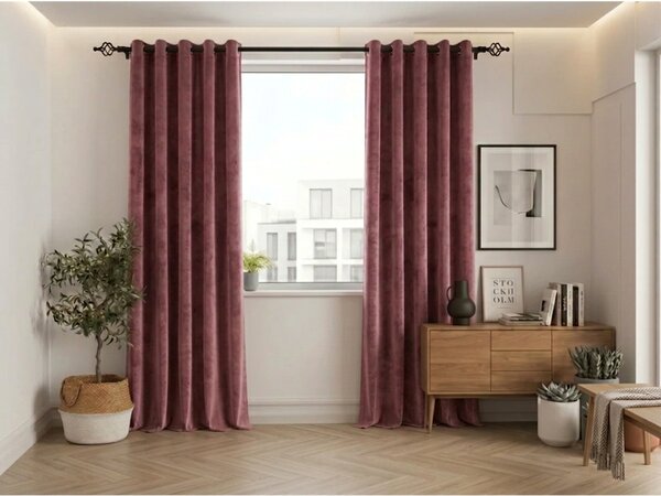 Zatemňovací záves ELVIO VELVET 140x250 cm, staroružový Zavesenie: Kovové krúžky