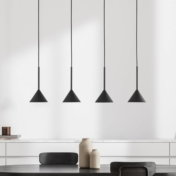 TK Lighting Závesné svietidlo Cono Mini, 4-pl., čierne GU10, Čierna, Obývacia izba / jedáleň, kov, Moderný, Závesné svietidlo