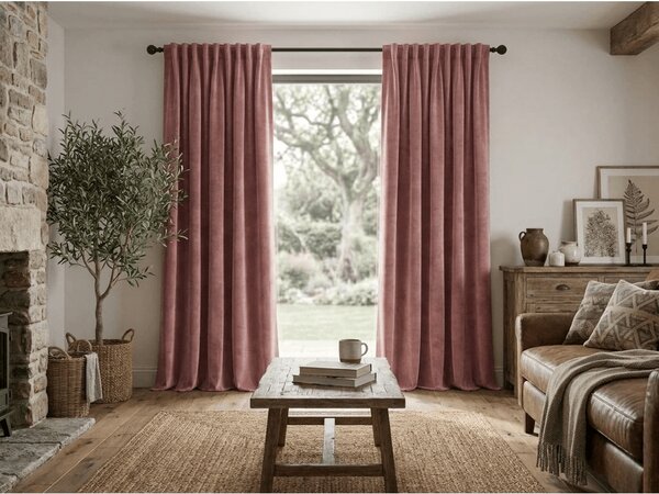 Zatemňovací záves ELVIO VELVET 140x250 cm, staroružový Zavesenie: Kovové krúžky