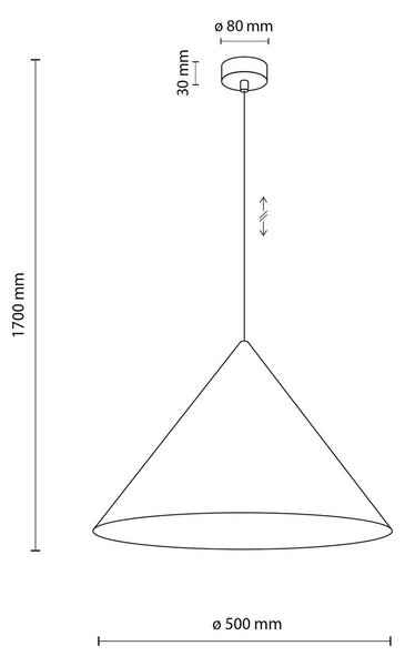 Závesné svietidlo Cono, 1-pl., Ø 50 cm, čierne, E27, Čierna, Obývacia izba / jedáleň, kov, Moderný, Závesné svietidlo