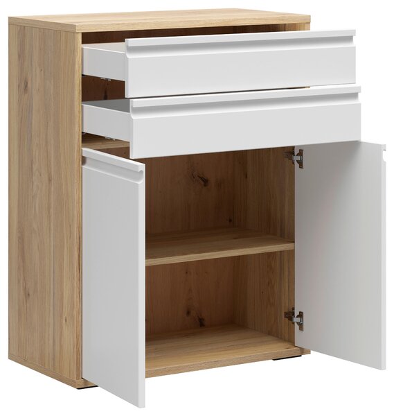 KOMODA, biela, farba duba, 80/100/41 cm Carryhome - Komody