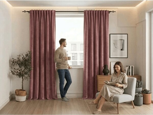 Zatemňovací záves ELVIO VELVET 140x250 cm, staroružový Zavesenie: Kovové krúžky
