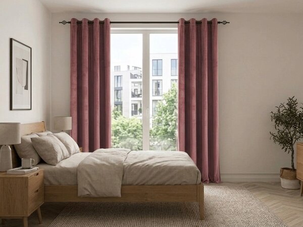 Zatemňovací záves ELVIO VELVET 140x250 cm, staroružový Zavesenie: Kovové krúžky