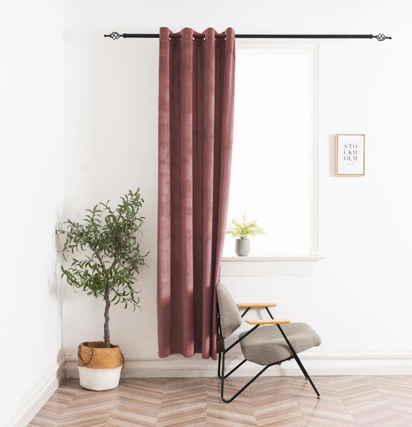Zatemňovací záves ELVIO VELVET 140x250 cm, staroružový Zavesenie: Kovové krúžky
