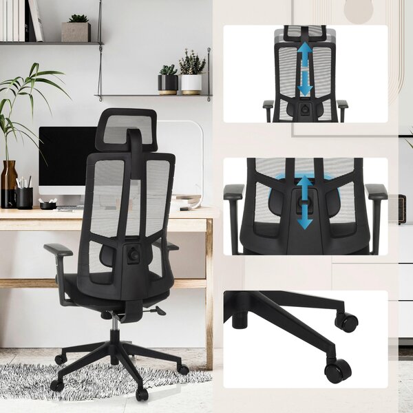 OTOČNÁ STOLIČKA, sieťovina, čierna MID.YOU - Online Only kancelárie, Online Only