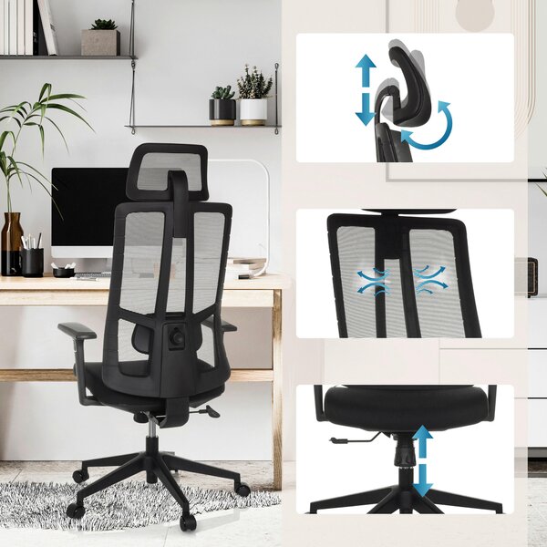 OTOČNÁ STOLIČKA, sieťovina, čierna MID.YOU - Online Only kancelárie, Online Only