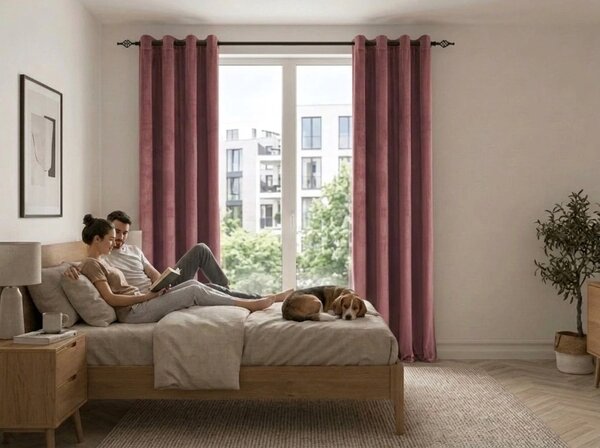 Zatemňovací záves ELVIO VELVET 140x250 cm, staroružový Zavesenie: Kovové krúžky