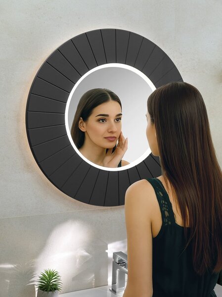 Sapho Sapho, LUMIRO STRIP guľaté zrkadlo s LED osvetlením v ráme, priemer 90cm, carina, LR950-4141S