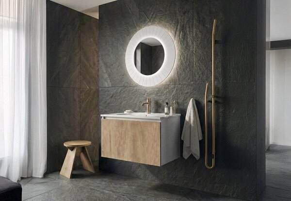 Sapho Sapho, LUMIRO STRIP guľaté zrkadlo s LED osvetlením v ráme, priemer 75cm, biela mat, LR750-3131S