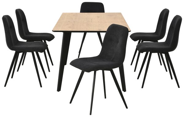 JEDÁLENSKÁ ZOSTAVA, topoľ, čierna, farba duba Livetastic - Online Only jedálne, Online Only