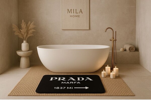 Čierne zamatové kúpeľňové predložky v súprave 2 ks 60x100 cm Prada – Mila Home