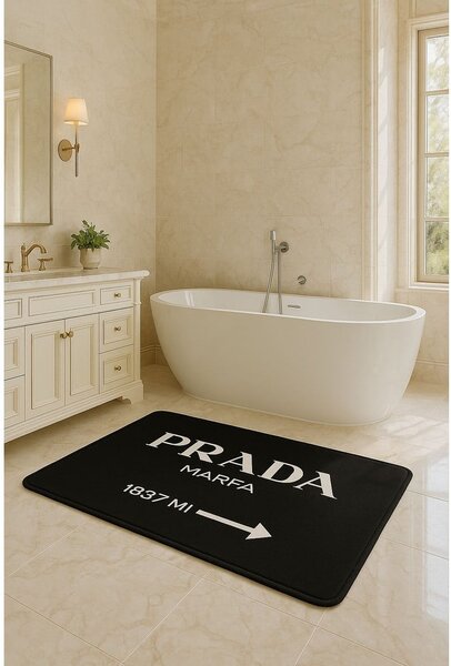 Čierne zamatové kúpeľňové predložky v súprave 2 ks 60x100 cm Prada – Mila Home