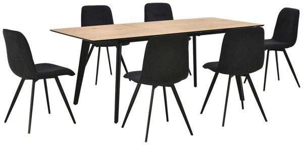 JEDÁLENSKÁ ZOSTAVA, topoľ, čierna, farba duba Livetastic - Online Only jedálne, Online Only