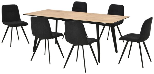 JEDÁLENSKÁ ZOSTAVA, topoľ, čierna, farba duba Livetastic - Online Only jedálne, Online Only