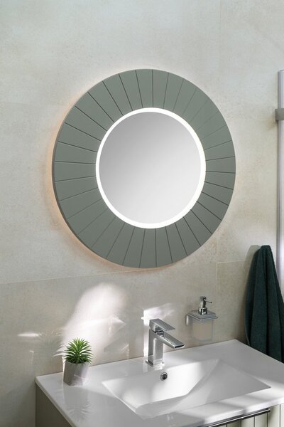 Sapho Sapho, LUMIRO STRIP guľaté zrkadlo s LED osvetlením v ráme, priemer 90cm, verde, LR950-4444S