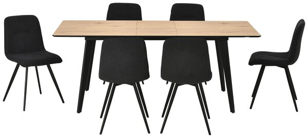JEDÁLENSKÁ ZOSTAVA, topoľ, čierna, farba duba Livetastic - Online Only jedálne, Online Only