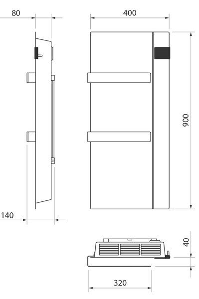 Sapho Sapho, ONSEN EVO elektrické vykurovacie teleso, 400x900mm, 1000 W, antracit, ONS10011