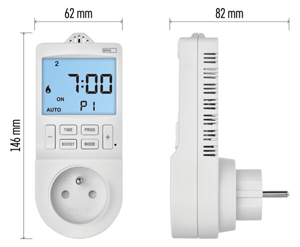Aqualine Aqualine, Zásuvkový termostat s funkciou digitálnej spínačovej zásuvky, P5660FR