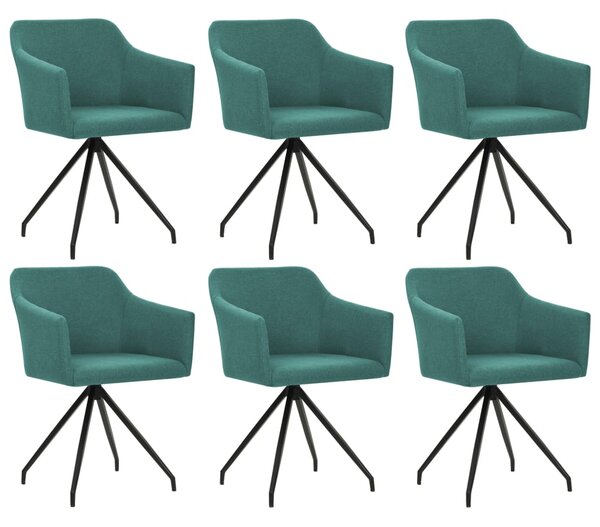 Otočné jedálenské stoličky 6 ks, zelené, látka