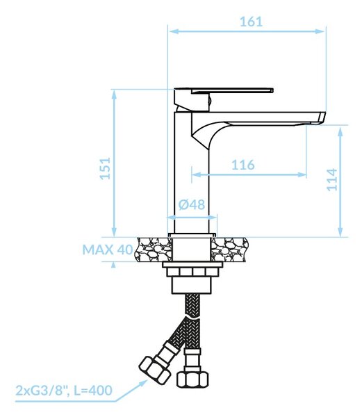 Kuchinox Serta, stojanková umývadlová batéria h-151, chrómová, LAV-BKS_020D