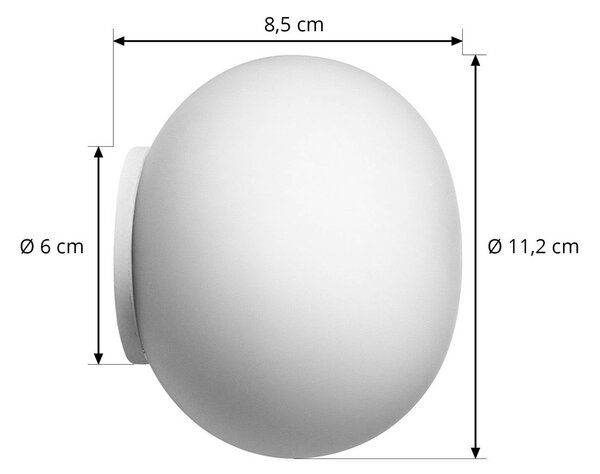 FLOS Mini Glo-Ball zrkadlo svetlo/nástenné svetlo, biela/opálová, Biela / opálová, Obývacia izba / jedáleň, Sklo, Dizajn, Nástenné svietidlo