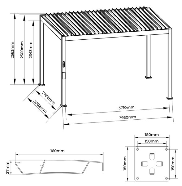 PERGOLA velikost: 393/250/300,2 cm Gardenson - Online Only záhrada, Online Only