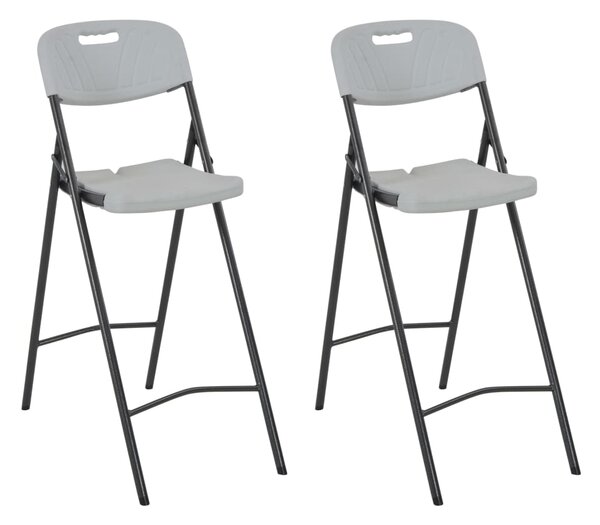 Skladacie barové stoličky 2 ks, HDPE a oceľ, biele