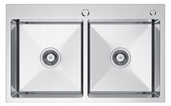 Erga HD, 2-komorový oceľový drez 780x480x215 mm, brúsená oceľ, ERG-MLS-LEX7848