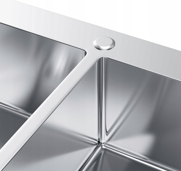 Erga HD, 2-komorový oceľový drez 780x480x215 mm, brúsená oceľ, ERG-MLS-LEX7848
