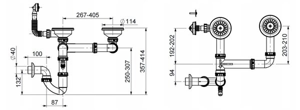Erga HD, 2-komorový oceľový drez 780x480x215 mm, brúsená oceľ, ERG-MLS-LEX7848