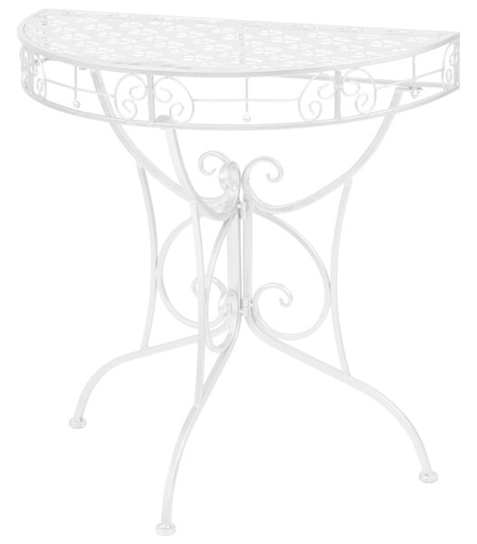 Bočný stolík strieborný 72x36x74 cm kovový polkruhový vintage