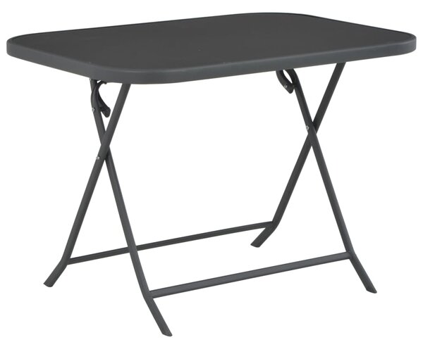 Skladací záhradný stôl, sivý 100x75x72 cm, sklo a oceľ
