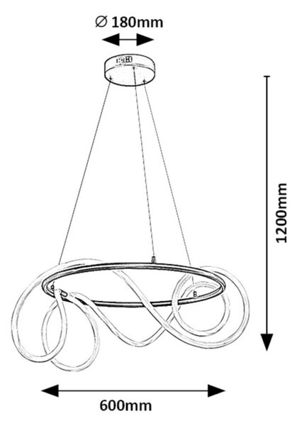 Rabalux 98072191 LED závesné stropné svietidlo Montema | 54W integrovaný LED zdroj | 4480lm | 4000K