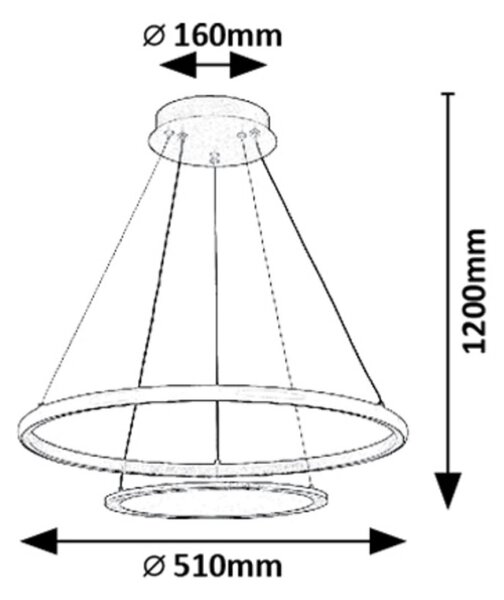Rabalux 98072040 LED závesné stropné svietidlo Jasero | 42W integrovaný LED zdroj | 2260lm | 3000-6500K