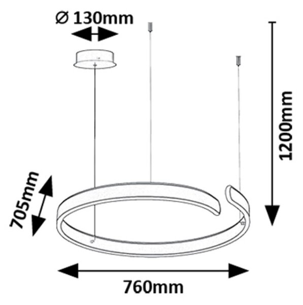 Rabalux 98072115 LED závesné stropné svietidlo Silnora | 45W integrovaný LED zdroj | 3000lm | 3000+4000+6500K