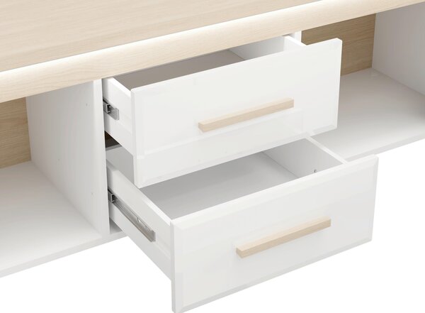 SKRINKA POD TV, biela, dub bianco, 154/49,5/40 cm Carryhome - TV nábytok