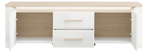 SKRINKA POD TV, biela, dub bianco, 154/49,5/40 cm Carryhome - TV nábytok