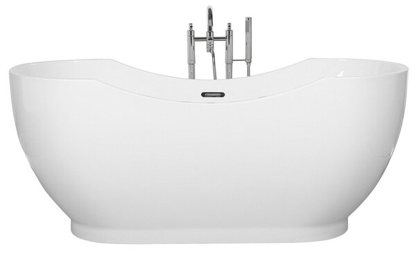 Voľne stojaca vaňa biela akrylát 170 x 77 cm oválny tvar lesklý povrch pre 1 osobu moderný štýl kúpeľňa