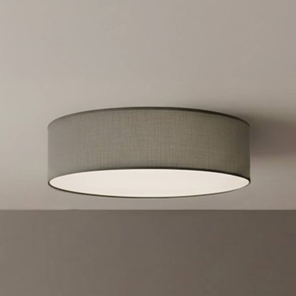 Milagro Lighting Stropné svietidlo Marshall, šedé, Ø 50 cm, kov/ratan, Hliník / sivá / zinok, Obývacia izba / jedáleň, Drevo, Moderný, Závesné svietidlo