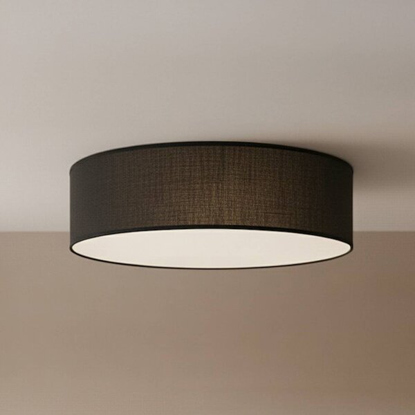 Milagro Lighting Stropné svietidlo Marshall, čierne, Ø 50 cm, kov/ratan, Čierna, Obývacia izba / jedáleň, Drevo, Moderný, Závesné svietidlo