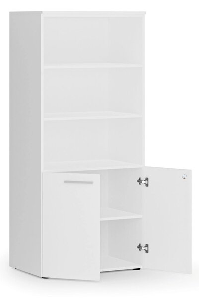 Kombinovaná kancelárska skriňa PRIMO WHITE, nízke dvere, 800 x 500 x 1781 mm, biela
