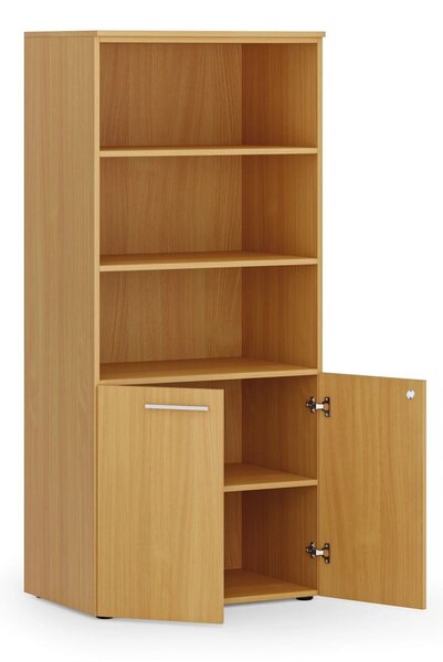 Kombinovaná kancelárska skriňa PRIMO WOOD, nízke dvere, 800 x 500 x 1781 mm, buk