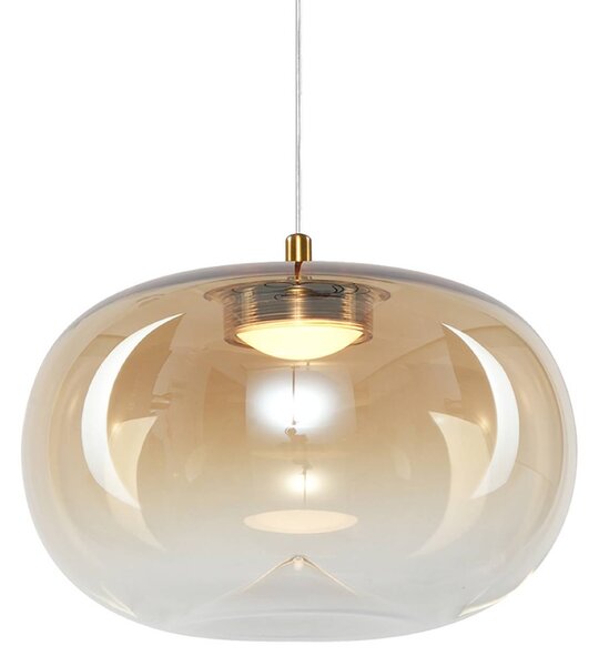 Milagro Lighting LED závesné svietidlo Vaso, jantárová, Ø 18 cm, sklo, Krémová / jantárovo žltá, Obývacia izba / jedáleň, Sklo, Moderný, Závesné svietidlo