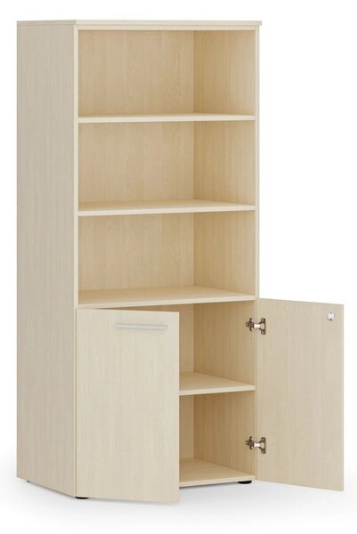 Kombinovaná kancelárska skriňa PRIMO WOOD, nízke dvere, 800 x 500 x 1781 mm, breza