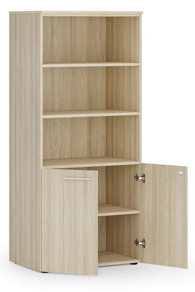 Kombinovaná kancelárska skriňa PRIMO WOOD, nízke dvere, 800 x 500 x 1781 mm, dub prírodný