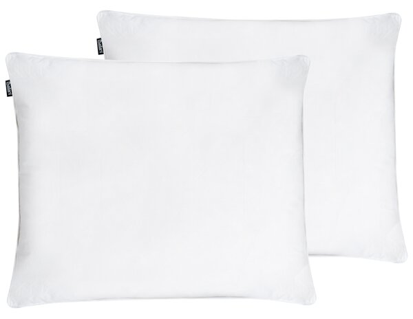 Sada 2 vankúšov biela kačacie perie a páperie 50 x 60 cm bavlnený poťah stredne mäkký