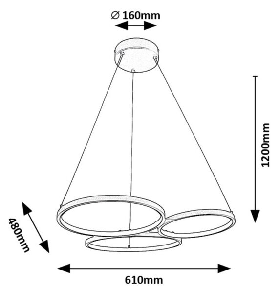 Rabalux 98072297 LED závesné stropné svietidlo Formand | 38W integrovaný LED zdroj | 1100lm | 3000K