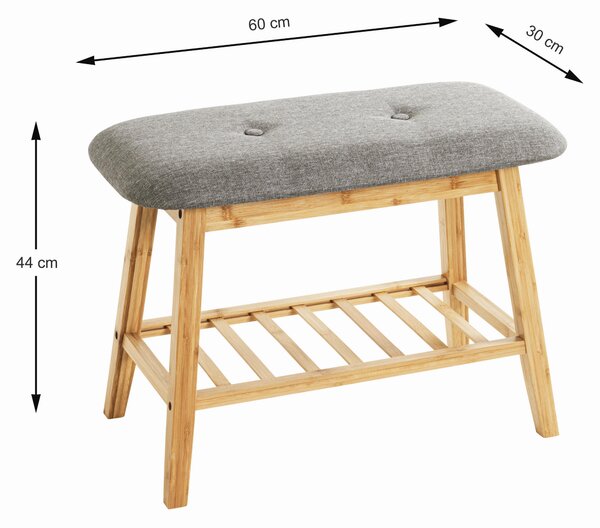 LAVICA NA TOPÁNKY, sivá, prírodná farba, 60/44/30 cm Xora - Skrine, regály & police na topánky