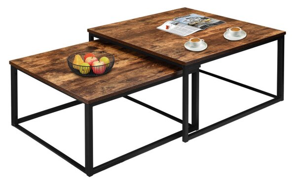 Sada 2 konferenčných stolíkov VELEN Rustic dub