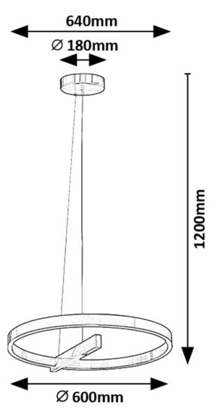Rabalux 98072222 LED závesné stropné svietidlo Thrac | 34W integrovaný LED zdroj | 1700lm | 4000K